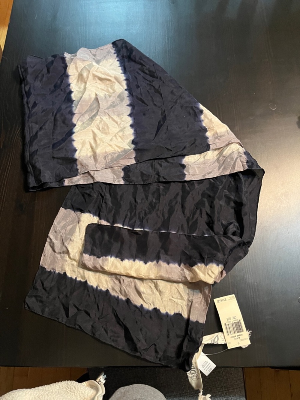 Bird by Juicy Couture Black and Cream Tie-Dye Scarf